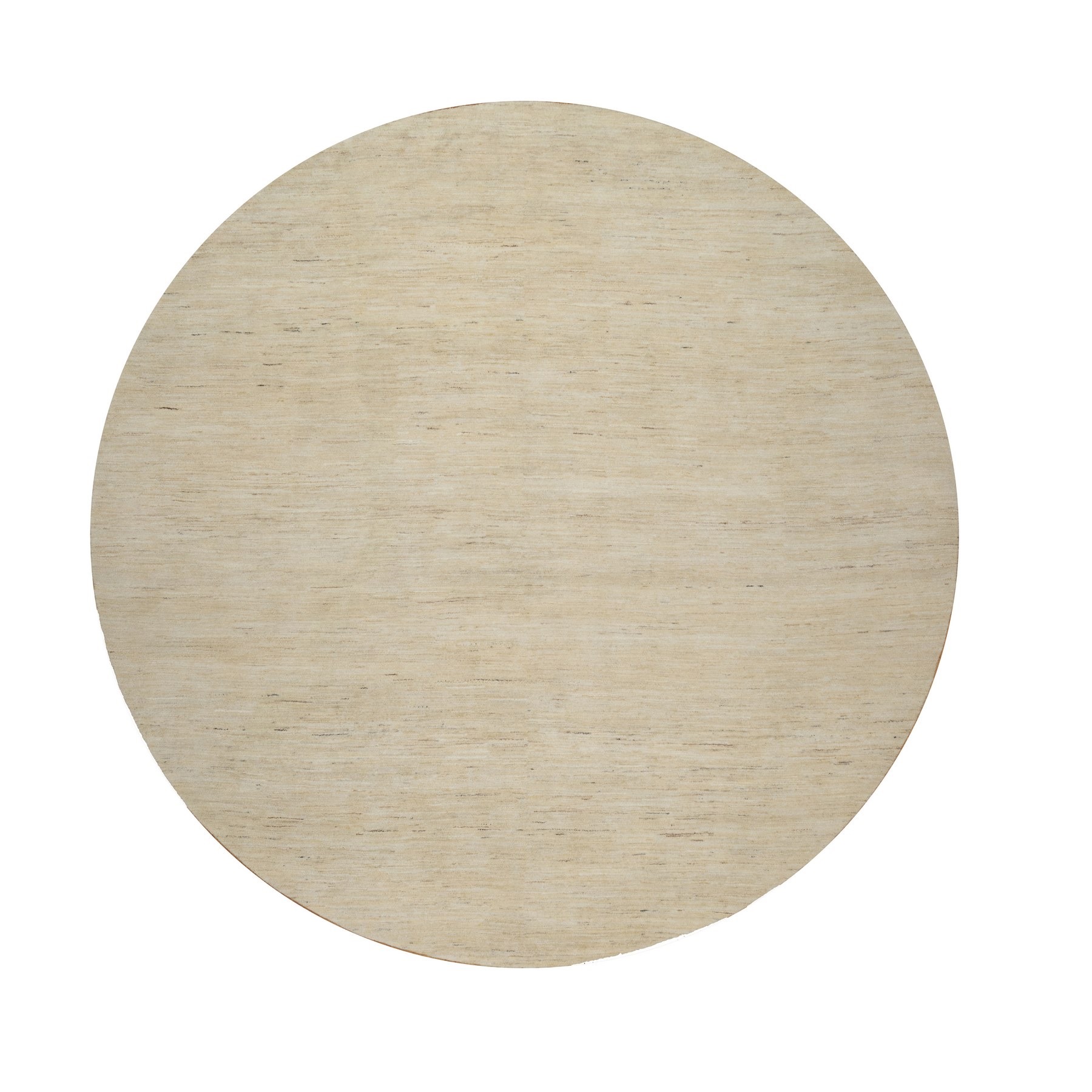 Bone White, Thick and Plush, Modern, Plain Design, Lori Buft Gabbeh, Pure Wool, Hand Knotted, Round, Oriental Rug